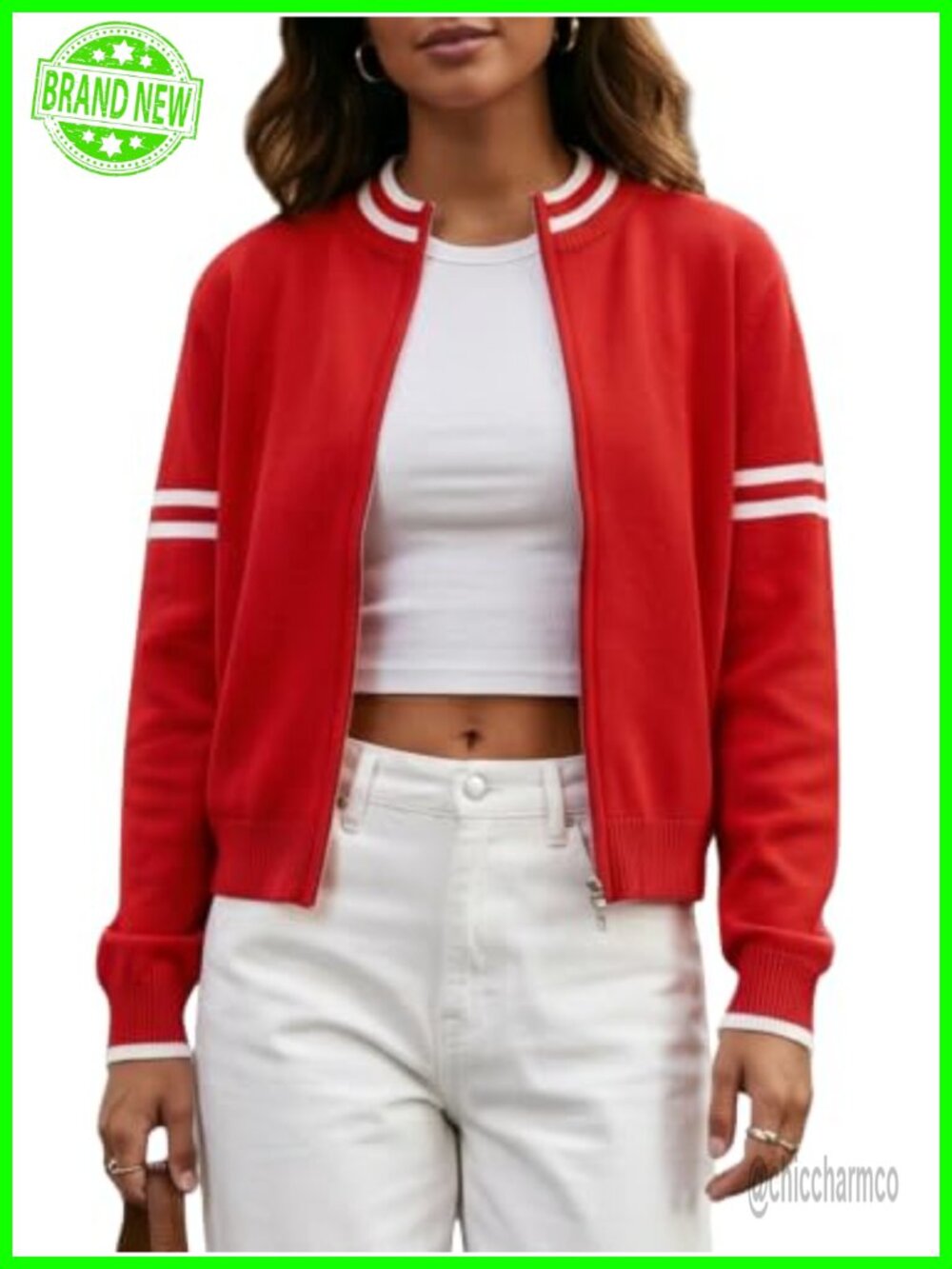 EXLURA Women Long Sleeve Zip Up Cardigan Sweater Fall Casual Bomber Jacket